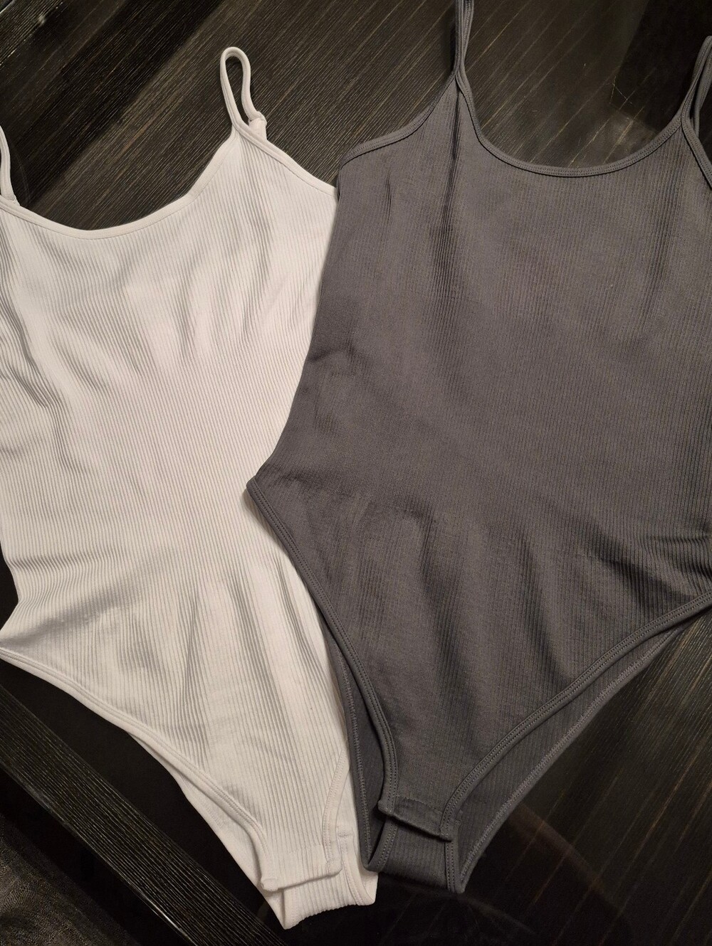 💥💥💥50% Off 2 Ribbed Bodysuits. White & Charcoal. NWOT! "LIKE" TO GET 50%" 🤑
